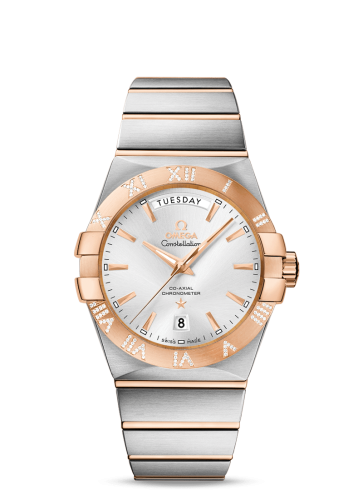 Omega Constellation Co-Axial 38 Day-Date Stainless Steel / Red Gold / Diamond / Silver